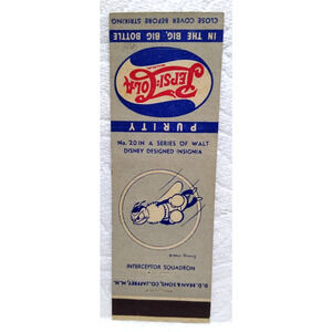 Pepsi Cola Matchbook Cover Walt Disney No 20 Flying Bee Boxing Glove Squad 1940s